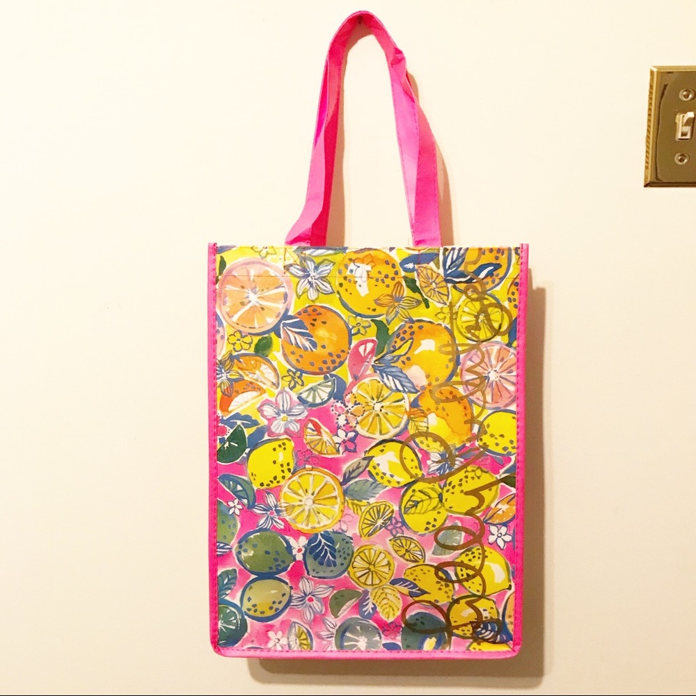 Lilly Pulitzer reusable tote bag.